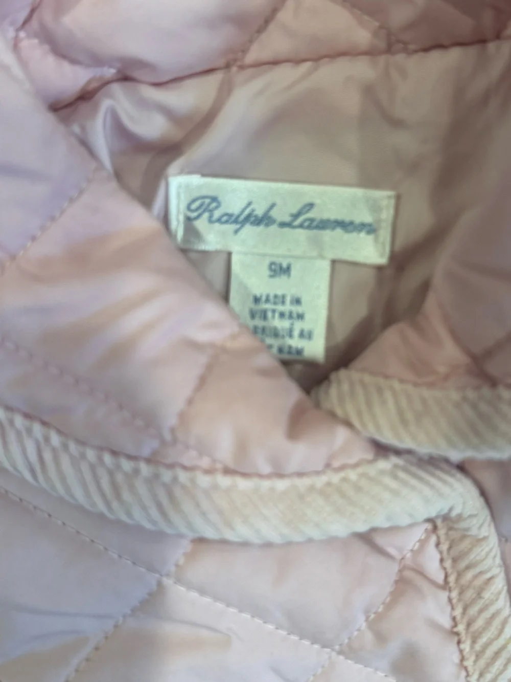 Ralph Lauren 9m Quilted Pink Snap-Front Jacket